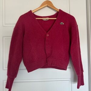 LACOSTE burgundy/pink cardigan